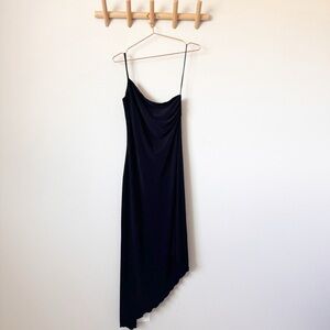 Leona Edmiston Frocks Black One Shoulder Asymmetrical Dress